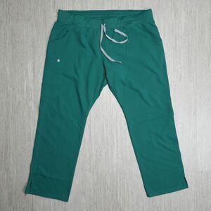FIGS Kade Cargo Scrub Pants Womens XXL Green Stretch Waist Medical Workwear